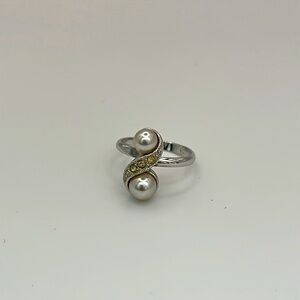 Adjustable Faux Pearl Ring